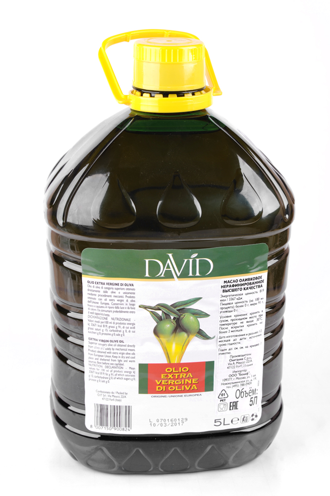 Масло оливковое нерафинированное в/кач. "David" пл.б.(5,1 кг/5 л) уп. 2 шт.